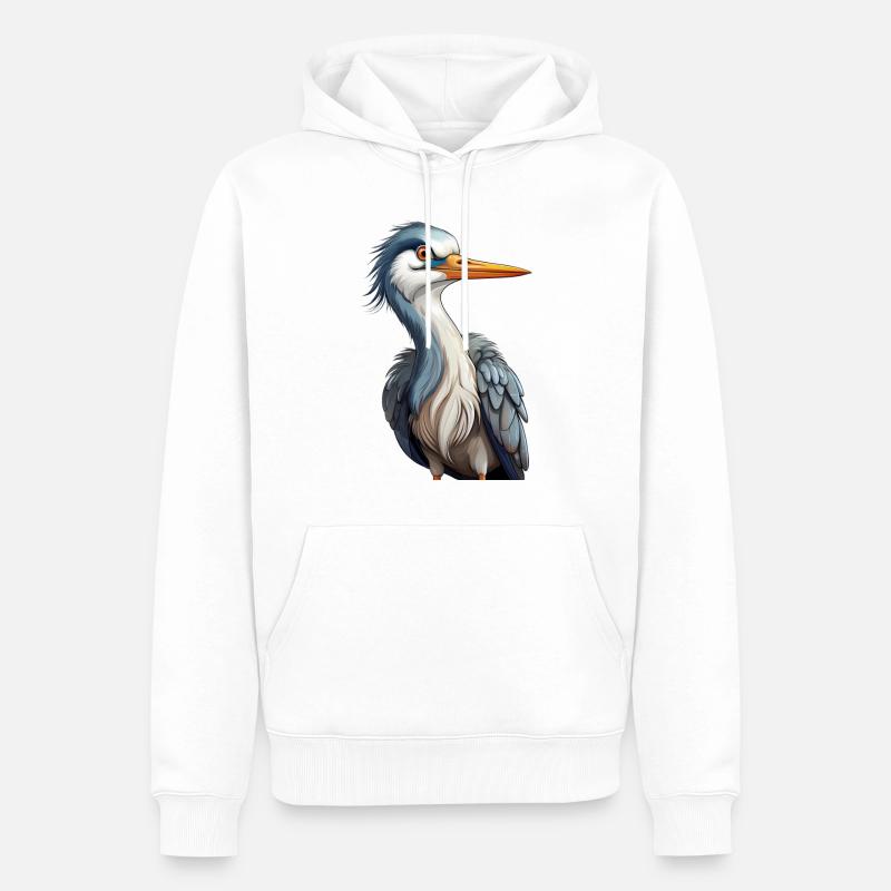 Héron cendré ou héron - Sweat à capuche Premium bio Homme - blanc