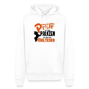 Hundeshirt: Ich nehm den Malteser - Männer Premium Bio Hoodie - Weiß - Vorne - Nico (187cm)