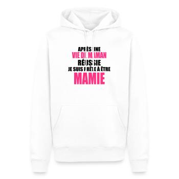 Je suis prête á être mamie - Sweat à capuche Premium bio Homme - blanc - Devant - Nico (187cm)