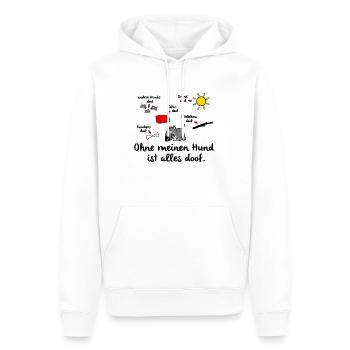 Ohne Hund - Männer Premium Bio Hoodie - Weiß - Vorne - Nico (187cm)