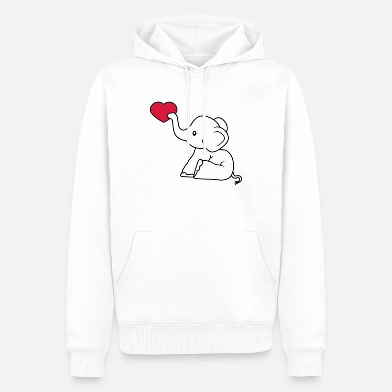 herz liebe schenken verliebt elefant sitzend suess - Männer Premium Bio Hoodie - Weiß