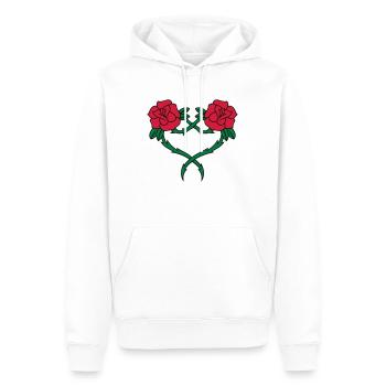 Rose Blumen-Herz-2 3c - Männer Premium Bio Hoodie - Weiß - Vorne - Nico (187cm)