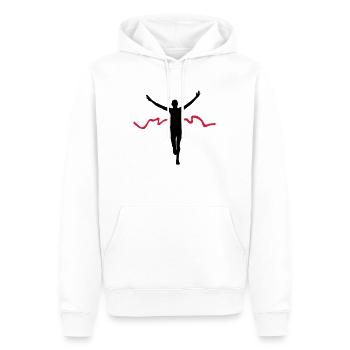 Runner Winner - Finisher - Silhouette - Sweat à capuche Premium bio Homme - blanc - Devant - Nico (187cm)