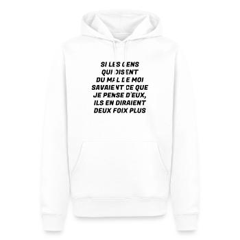 Humour - Drôle - Blague - Rire - Fun - Cool - Sweat à capuche Premium bio Homme - blanc - Devant - Nico (187cm)