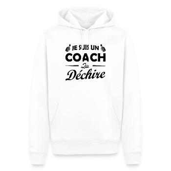 Je suis un coach qui déchire - Sweat à capuche Premium bio Homme - blanc - Devant - Nico (187cm)