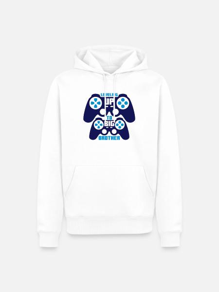 Leveling up big brother - Männer Premium Bio Hoodie - Weiß