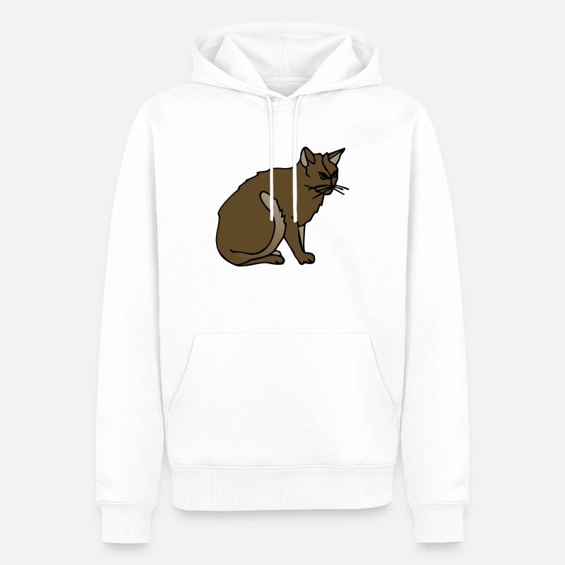 Chat - Sweat à capuche Premium bio Homme - blanc