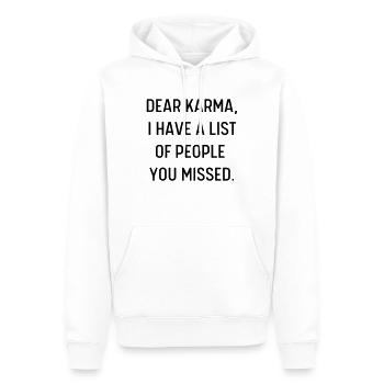 LIEBES KARMA - Männer Premium Bio Hoodie - Weiß - Vorne - Nico (187cm)