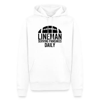 Lineman Serving Pancakes Daily - Men’s Premium Organic Hoodie - white - Front - Nico (187cm)