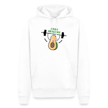 STAY HEALTHY - Men’s Premium Organic Hoodie - white - Front - Nico (187cm)