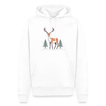 Hirsch - Männer Premium Bio Hoodie - Weiß - Vorne - Nico (187cm)