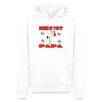BIENTOT PAPA - Sweat à capuche Premium bio Homme - blanc - Devant - Nico (187cm)