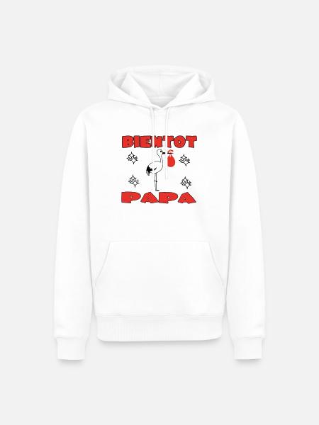 BIENTOT PAPA - Sweat à capuche Premium bio Homme - blanc
