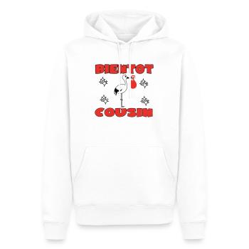 BIENTOT COUSIN - Sweat à capuche Premium bio Homme - blanc - Devant - Nico (187cm)