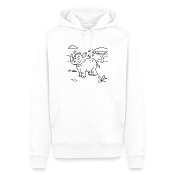 Nashorn-Malspaß für Kinderbekleidung, Taschen, etc - Männer Premium Bio Hoodie - Weiß - Vorne - Nico (187cm)