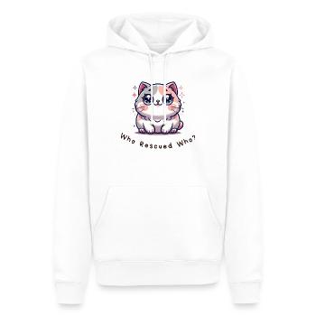 Who Rescued Who? – Lustiges Katzen Shirt - Männer Premium Bio Hoodie - Weiß - Vorne - Nico (187cm)