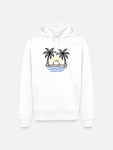 Summer Palm Trees Beach - Men’s Premium Organic Hoodie - white