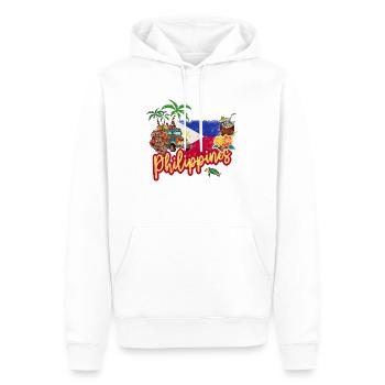 Philippines Lémurien vintage avec palmiers drapeaux - Sweat à capuche Premium bio Homme - blanc - Devant - Nico (187cm)
