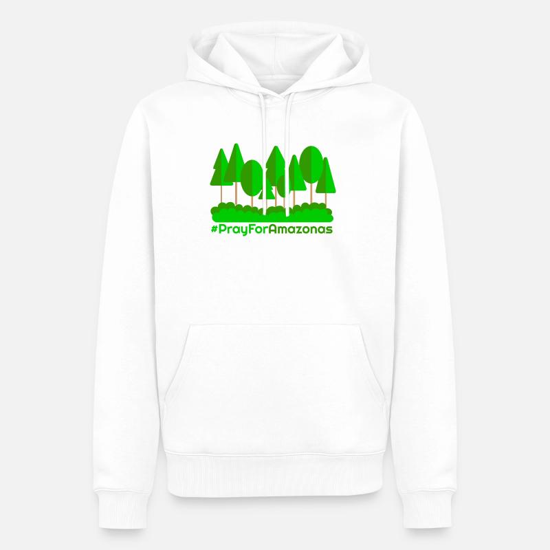 Priez pour Amazon - Sweat à capuche Premium bio Homme - blanc