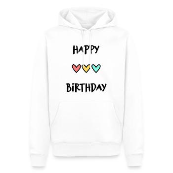 JAHRESTAG. ALLES GUTE ZUM GEBURTSTAG!. ALLES GUTE ZUM GEBURTSTAG!. - Männer Premium Bio Hoodie - Weiß - Vorne - Nico (187cm)