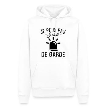 Je peux pas je suis de garde - Sweat à capuche Premium bio Homme - blanc - Devant - Nico (187cm)