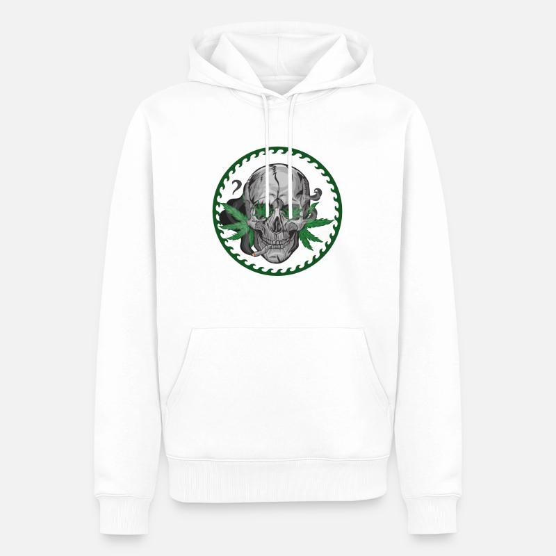 Skull Hanfblatt - Männer Premium Bio Hoodie - Weiß