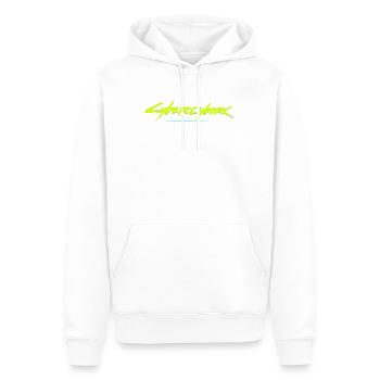 Typographie cyberpunk futuriste - Sweat à capuche Premium bio Homme - blanc - Devant - Nico (187cm)