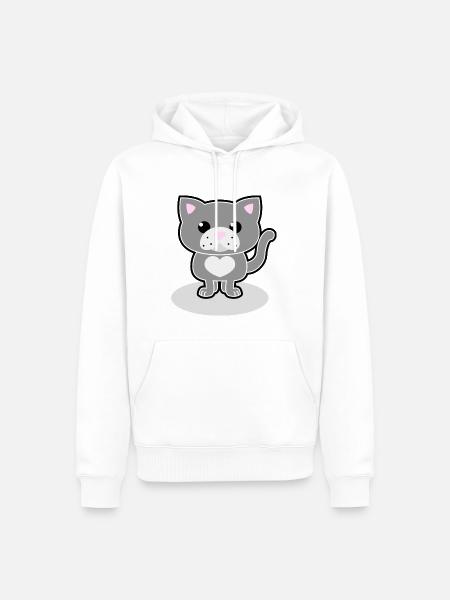chat doux - Sweat à capuche Premium bio Homme - blanc