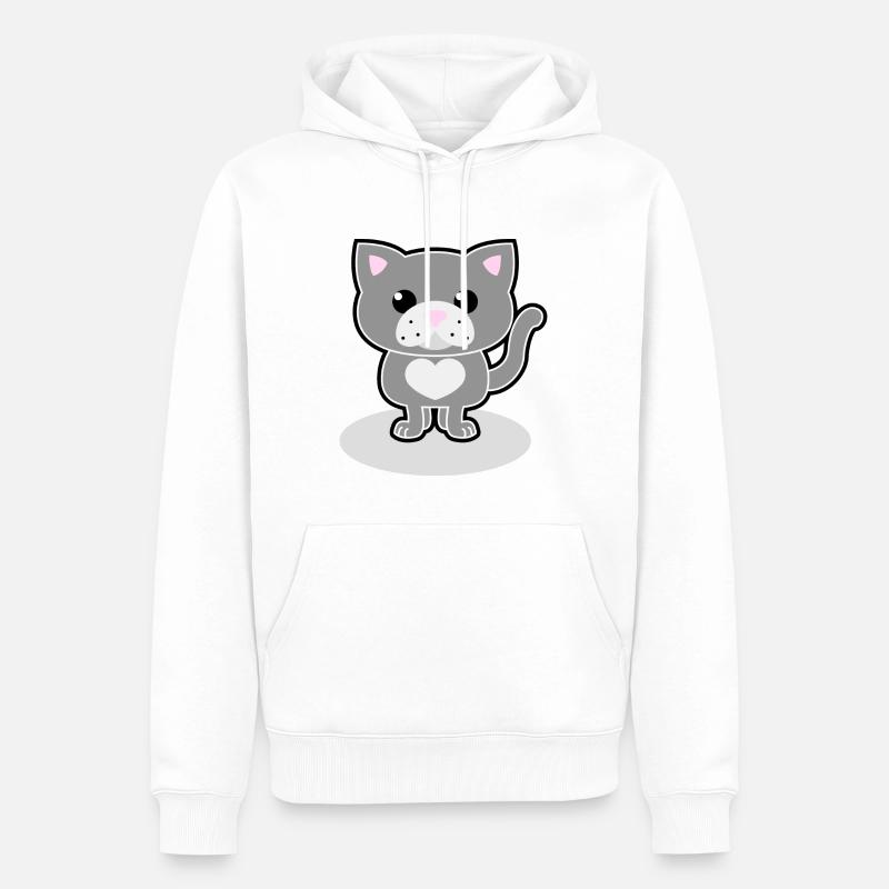 chat doux - Sweat à capuche Premium bio Homme - blanc