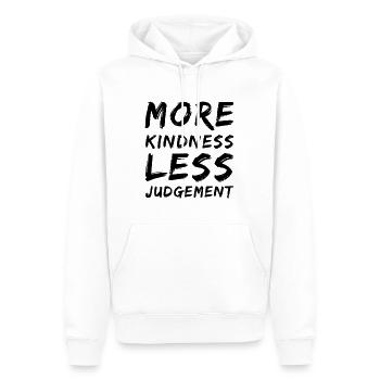 Plus de gentillesse moins de jugement - Sweat à capuche Premium bio Homme - blanc - Devant - Nico (187cm)