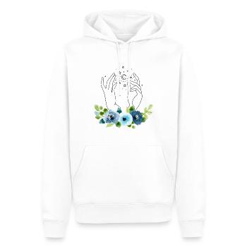 étincelant les mains des fleurs - Sweat à capuche Premium bio Homme - blanc - Devant - Nico (187cm)