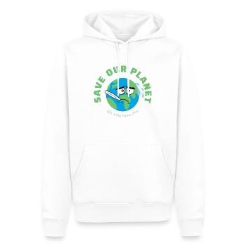 Save Our Planet - Sick Earth - Men’s Premium Organic Hoodie - white - Front - Nico (187cm)