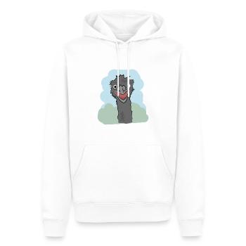 Conception d’illustration « Emu Kisses » - Sweat à capuche Premium bio Homme - blanc - Devant - Nico (187cm)