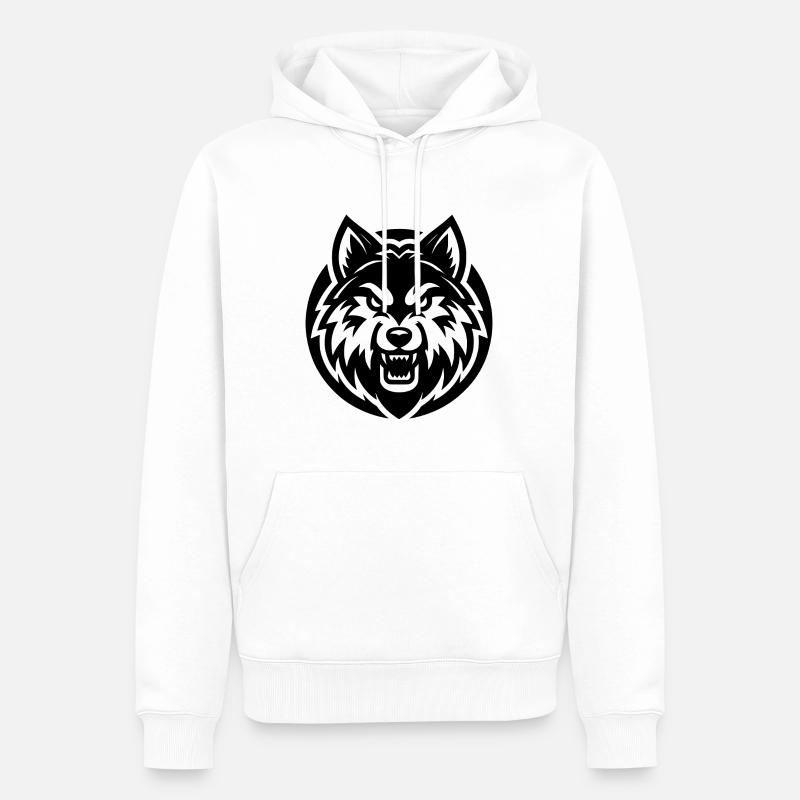 Angry Wolf Design - Männer Premium Bio Hoodie - Weiß