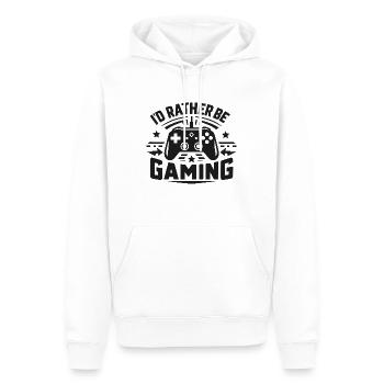 Ich würde lieber spielen - Männer Premium Bio Hoodie - Weiß - Vorne - Nico (187cm)