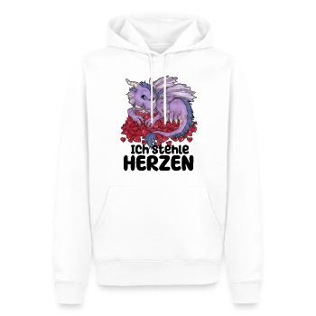 Ich stehe Herzen Süßer Drache auf Herzen Valentin - Männer Premium Bio Hoodie - Weiß - Vorne - Nico (187cm)