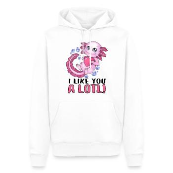 I like you a lot Wortwitz mit niedlichem Axolotl - Männer Premium Bio Hoodie - Weiß - Vorne - Nico (187cm)