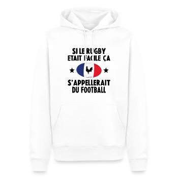 Si Le Rugby etait Facile ca s'appellerait du Foot - Sweat à capuche Premium bio Homme - blanc - Devant - Nico (187cm)