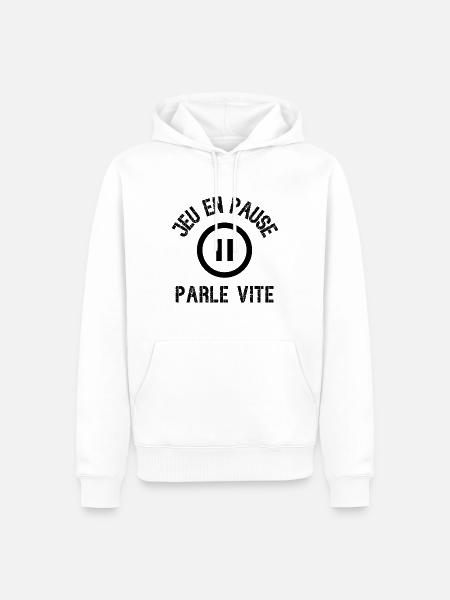 jeu en pause - Sweat à capuche Premium bio Homme - blanc