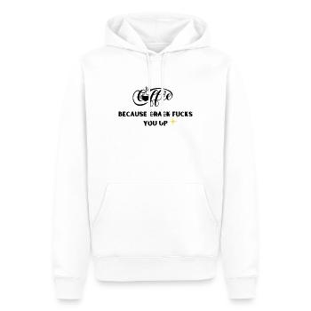 Café parce que le crack vous emmerde - Sweat à capuche Premium bio Homme - blanc - Devant - Nico (187cm)