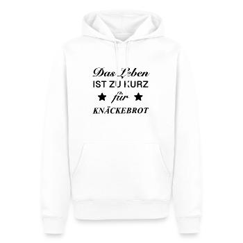 Spruch Das Leben ist zu kurz für Knäckebrot - Männer Premium Bio Hoodie - Weiß - Vorne - Nico (187cm)