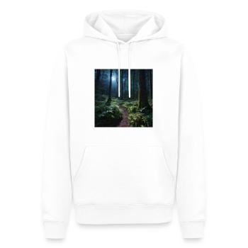 Sentier forestier magique au clair de lune - Sweat à capuche Premium bio Homme - blanc - Devant - Nico (187cm)