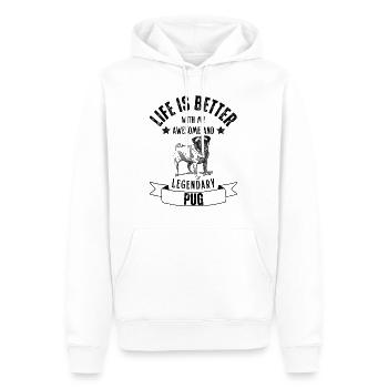 Life is better with Mops Hund Retro Vintage - Männer Premium Bio Hoodie - Weiß - Vorne - Nico (187cm)