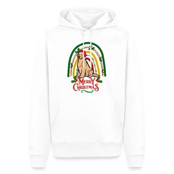 Golden Retriever Noël Kawaii - Sweat à capuche Premium bio Homme - blanc - Devant - Nico (187cm)