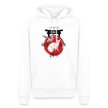 Chat Somalien Japon Kanji Style - Sweat à capuche Premium bio Homme - blanc - Devant - Nico (187cm)