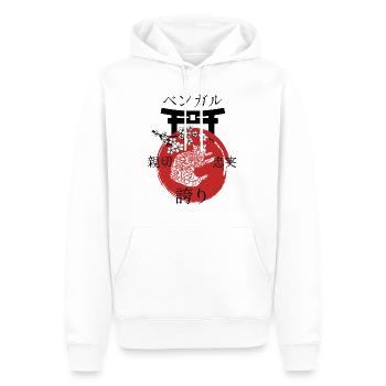 Bengal Cat Japan Kanji Style pour les amoureux des chats - Sweat à capuche Premium bio Homme - blanc - Devant - Nico (187cm)