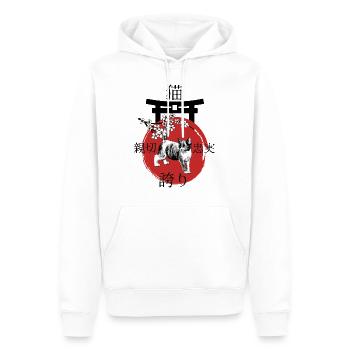 Cat Japan Kanji Style pour les amoureux des chats - Sweat à capuche Premium bio Homme - blanc - Devant - Nico (187cm)