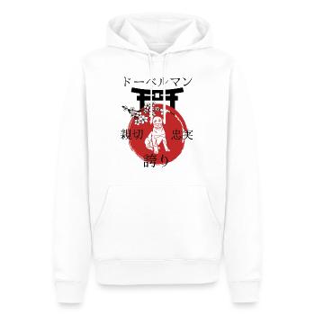 Doberman Japan Kanji style dog lovers - Men’s Premium Organic Hoodie - white - Front - Nico (187cm)