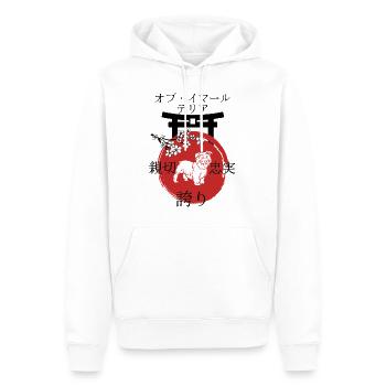 Glen de imaal Terrier Japon Kanji - Sweat à capuche Premium bio Homme - blanc - Devant - Nico (187cm)