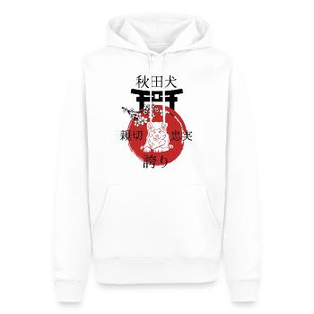 Akita Japon Kanji - Sweat à capuche Premium bio Homme - blanc - Devant - Nico (187cm)